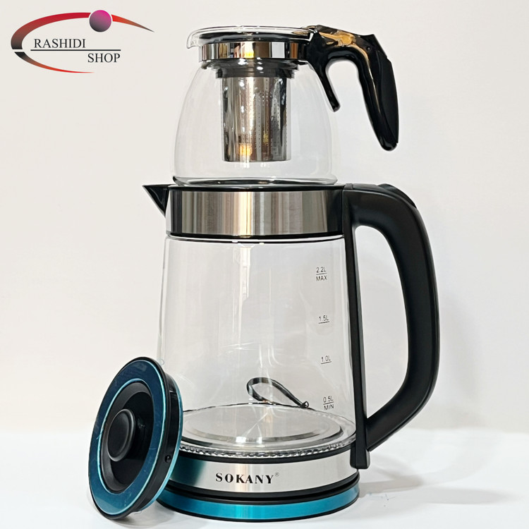 چای ساز برقی سوکانی Sokany مدل SK-SH-1089 | کتری 2.2 لیتری و قوری 0.8 لیتری